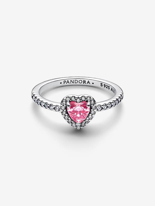 Pandora - Elevated Pink Heart Ring - Sterling sølv Circumference: 54mm