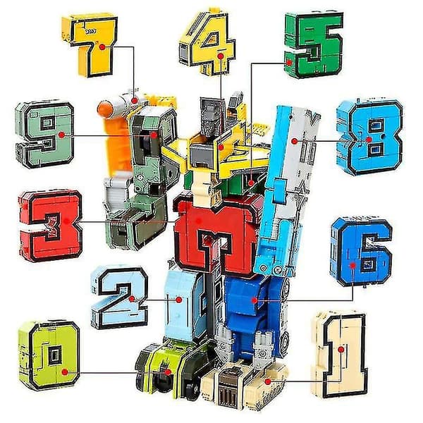 Kreativ montering figur nummer transformasjon robot pedagogiske blokker 10 stk
