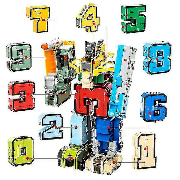 Kreativ montering figur nummertransformationsrobot pedagogiska block10st
