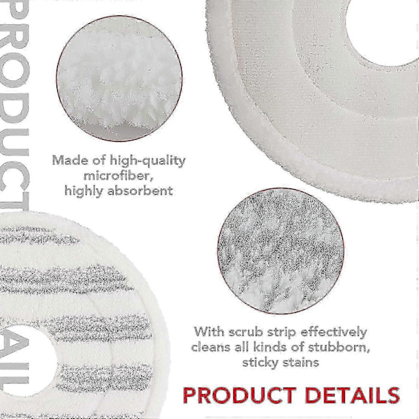 3 kpl Moppitäyttö Vileda Spin And Clean Moppiin - Pyörivän Mopin Pään Vaihto - Pestävä Uudelleenkäytettävä Mikrokuitumoppipään Vaihto Lattioiden Puhdistukseen Grey