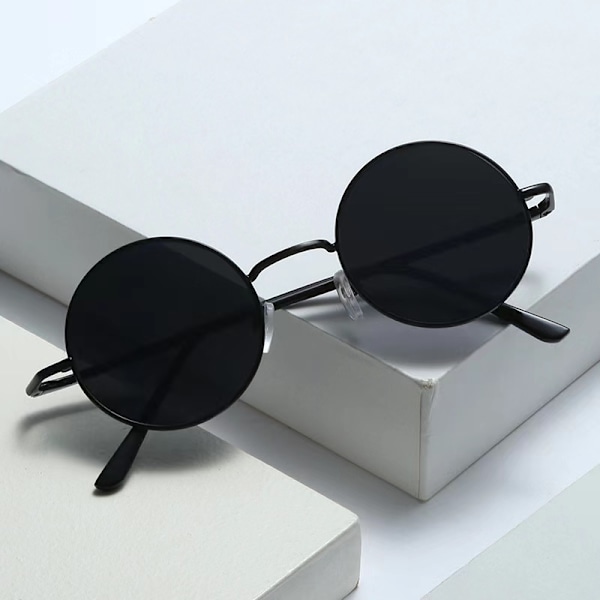 Trendiga retro solglasögon, trendiga reflekterande solglasögon, fashionabla runda solglasögon för män och kvinnor Gun frame