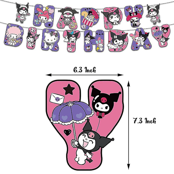 Mike My Melody Kuromi -teema Tyttöjen syntymäpäiväjuhlatarvikkeet Ilmapallot Banner Kakkukoristeet Setti
