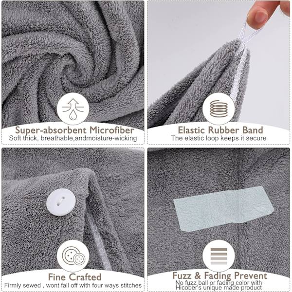 3-pak mikrofiber hår-tørrende håndklæde wrap superabsorberende twist bandana hurtigtørrende hårhætte med knap bade ring fast salon tørrende hætte