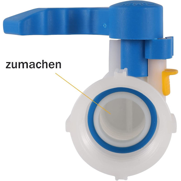 IBC-adapter 60 mm til 60 mm plastbeholderventil 1000 l, tanktilslutning 1000 liter til regnvandstank,