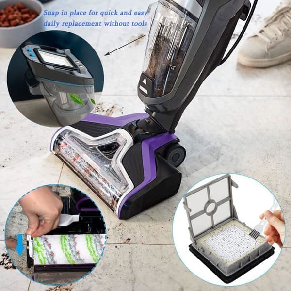 Tilbehør til Bissell CrossWave X7 Pet 3350F 2832Z 2955Z Multi-Surface Alt-i-ett støvsuger, 2 erstatningsfiltre og 2
