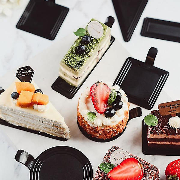 100 kpl pyöreitä mousse-pohjia kakkupohjia kakkualustoja jälkiruokalautaset syntymäpäivä- ja hääjuhliin - 7,5x7,5 cm musta