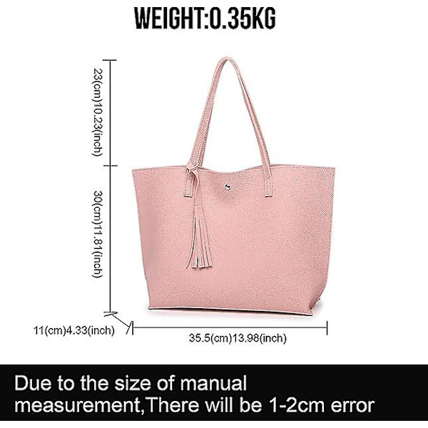 Toteväska för kvinnor, damhandväska, mjuk PU-läder, stor kapacitet, damtotväska med handtag och axelrem pink