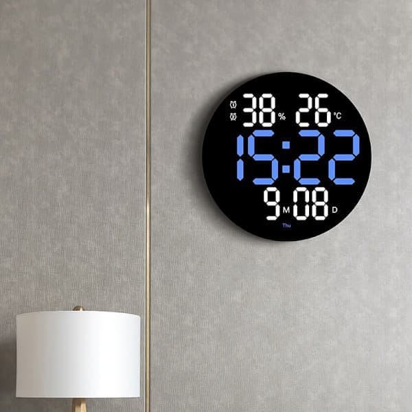 Klokke stort nummer LED digital smart veggklokke, blå 25,4 cm