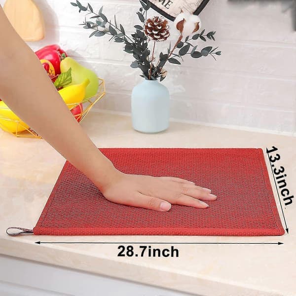 6-pack kökshanddukar i bomullsvåffelväv, ultramjuka absorberande snabbtorkande diskhanddukar röda 34*73cm Red 34*73cm