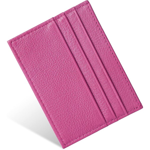 Kreditkortshållare Plånbok, Rfid Blocking Läder Ultra Slim Plånbok, Tunn Minimalistisk Kreditkortsfodral Kortbeskyddare, Framficka Plånböcker (ros Röd)