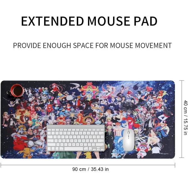 Pelihiirimatto, 900 x 400 mm iso hiirimatto, anime-hiirimatto, XXL-hiirimatto, suurikokoinen toimistopöytämatto, yksilöllinen muotoilu (UK02 x mix)