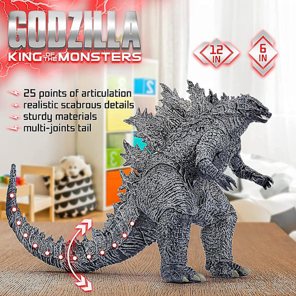 King Of The Monsters -lelu - Godzilla -toimintahahmo - Dinosauruslelut Godzilla - Elokuvamonsterisarja Godzilla. Päästä hännän 12 tuumaa - Parhaat lelut Paras lahja