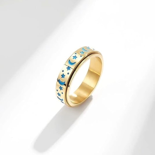 Den mørke lysende ring måne stjerne spinner ring til kvinder mænd Aurora ring stress reliever forlovelses bryllup løfte band par ringe/størrelse:11