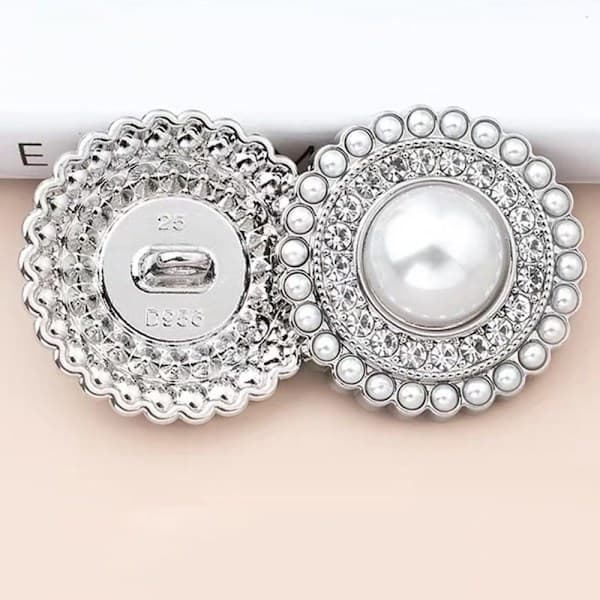 10 st Metall Strass Pärlknappar Skjortknappar SILVER silver 15MM10st-10st silver 15MM10pcs-10pcs