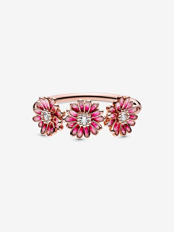 Pandora - Rosa Daisy Blom Trio Ring - 14k roséguldplätering Circumference: 54mm