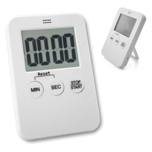 Digital timer med magnet och stativ - Kökstimer vit
