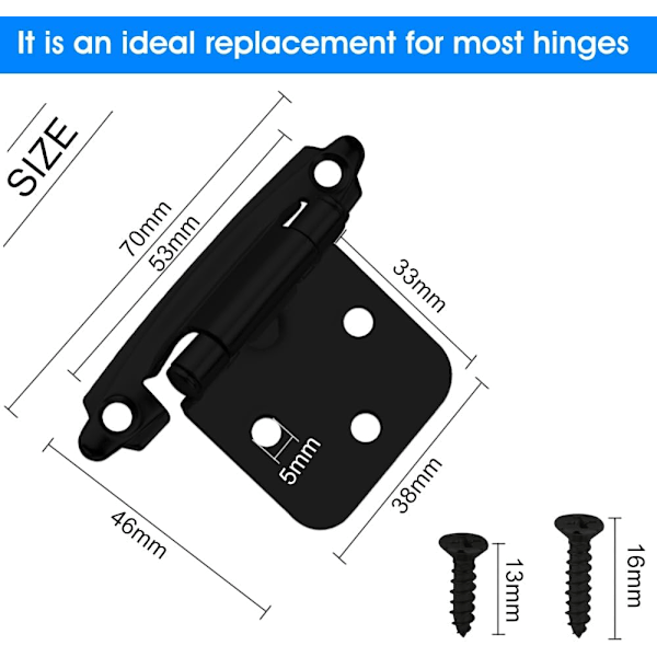 6 stk skap hengsler selvlukkende overlay flush skap hengsel heavy duty skap hengsler erstatning kulelager mute, innfelt hengsler med skruer