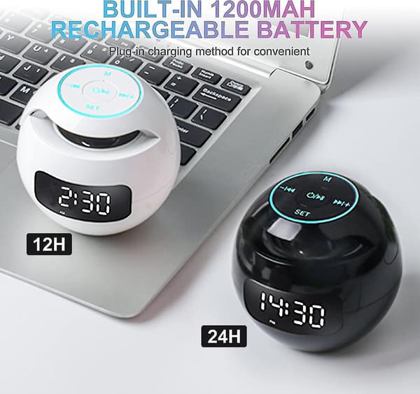 Väckarklocka för sovrum, digital väckarklockradio med Bluetooth-högtalare, dubbla alarm, LED-ljus, 12/24h USB-laddningsport Klocka Tung sovare för
