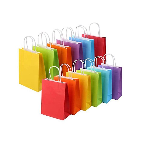 30 stycken presentpåsar med handtag, festpåsar i blandade färger för shopping, bröllop, jul, semester