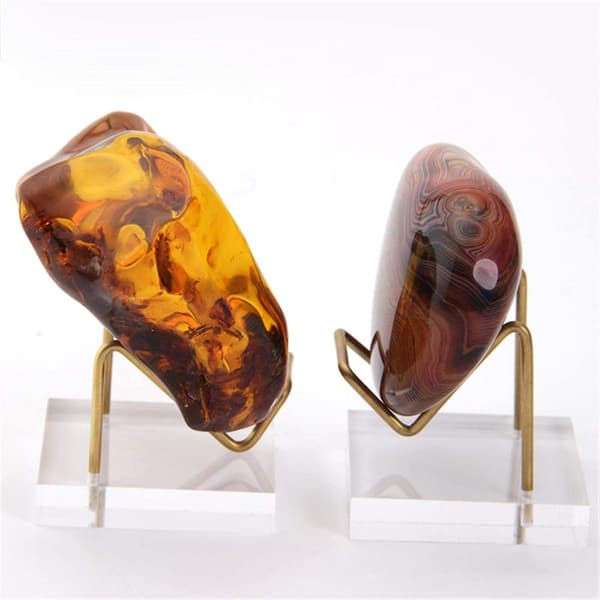 Fossil Display Stand - Metallarmstativ Easel Med Transparent Base, Passer Til Ametyst Fossiler Geo Specimen Samleobjekter Steinholder