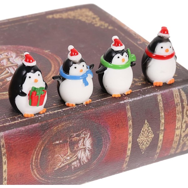4 kpl jouluaiheisia miniatyyri koristeita setti mini hartsi pingviini figuureja keijupuutarhan koriste bonsain mikro maisema koriste joululahjaksi