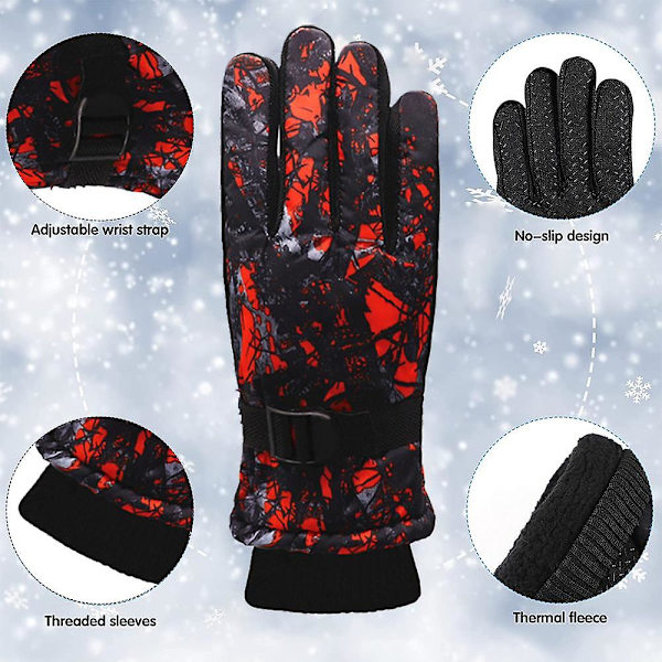 Vinter Ski Handsker Vandtætte Vindtætte Sne Handsker Unisex Foring Varme Handsker Red
