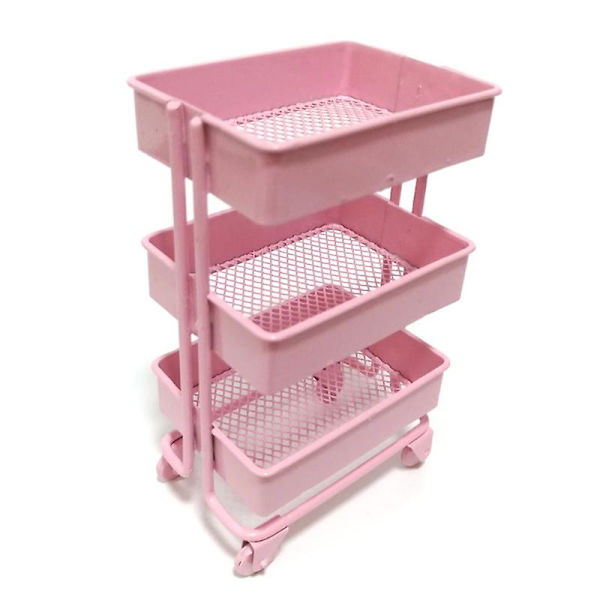 Dockhusmöbler Tillbehör Rullande Verktygsvagn Rack Mini Scenmodell Pink