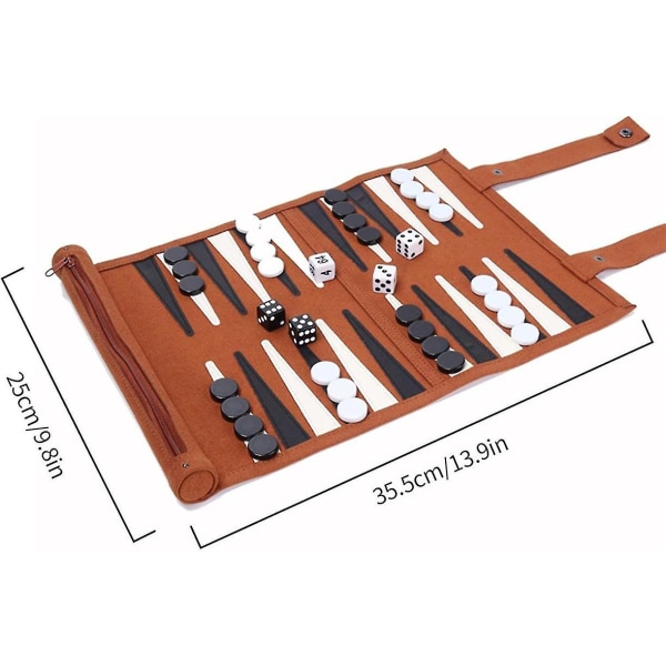 Backgammon-set i mikrofiber för resor - Resespel för vuxna, rulldesign, barns pusselspel, brädspel, strategiska spelpjäser