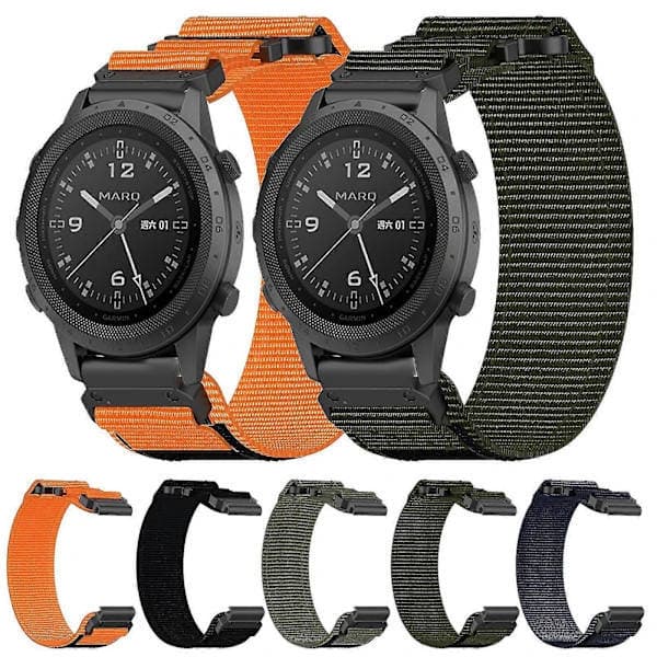 22mm nailonranneke Garmin Instinct Crossover Solar -kelloon, armeijanvihreä