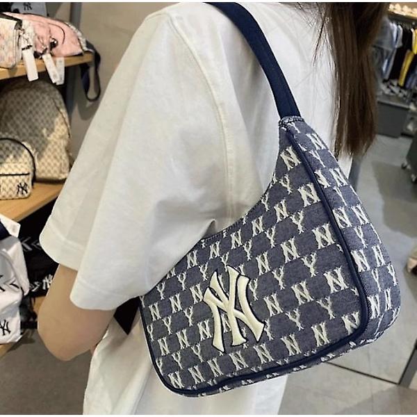 Mlb Vintage Underarm Casual En Axelväska Denim Satchel Handväska blue