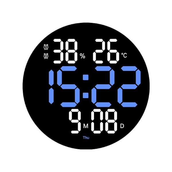 Ur stort nummer LED digitalt smart vægur, blå 25,4 cm