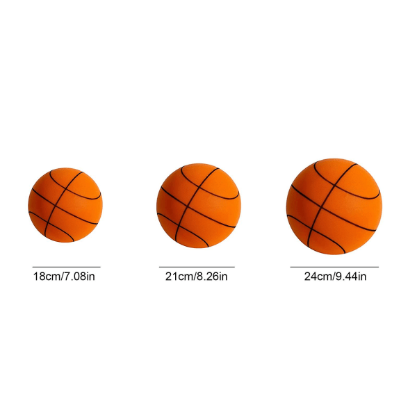 Silent Basketball, Børne Indendørs Træningsbold Ucoated High Density Foam Ball 24cm Orange