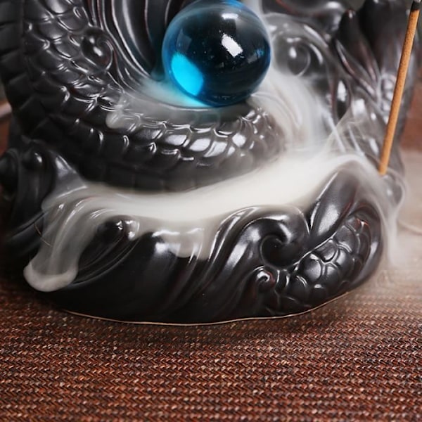 Keramisk Røkelsesbrenner med Tilbakestrømning - Drage Lekende Ball Røkelsesbrenner - For Kontor, Yogastudio Plongeon du dragon