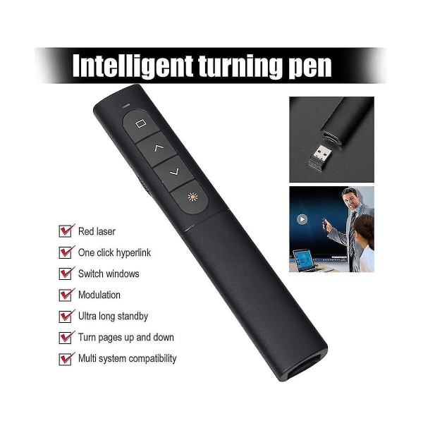2,4 GHz USB trådløs PowerPoint fjernkontroll presentasjonspeker fjernkontroll smart