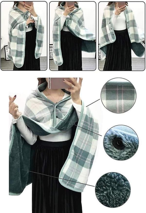 Multifunktionssjal Tæppe Svøb Dobbeltlag Tartan Plaid Tæppe, Vinter