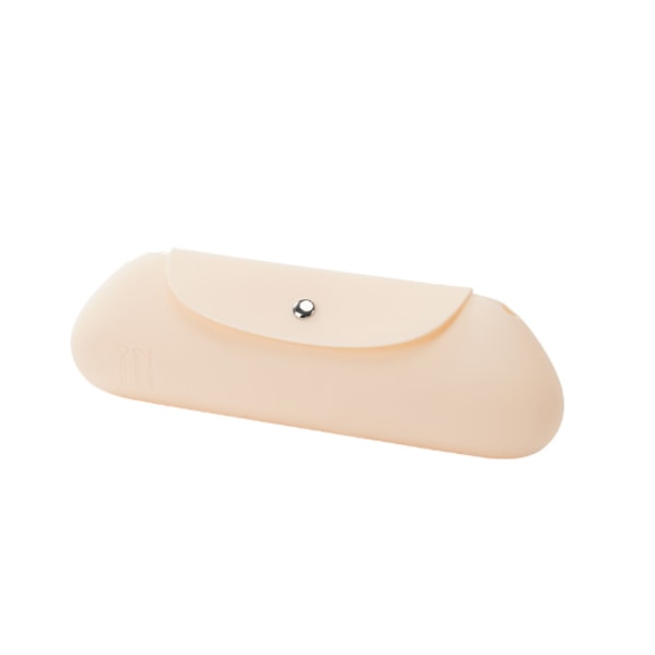 Silikonebørsteopbevaring Magnetisk Snap Lock Børsteholder Makeup Børsteopbevaring Kosmetisk Opbevaringspose Kosmetisk Børsteopbevaring Rejse Beige