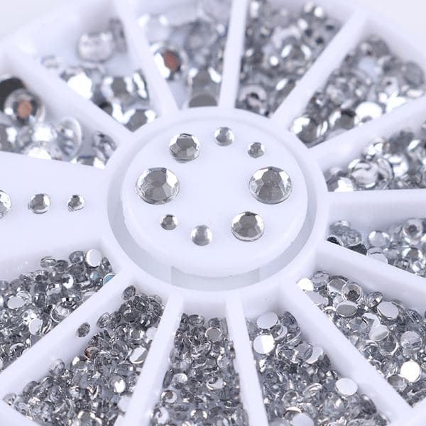 Rhinestone 4 størrelser - Sølv Klar Sølv