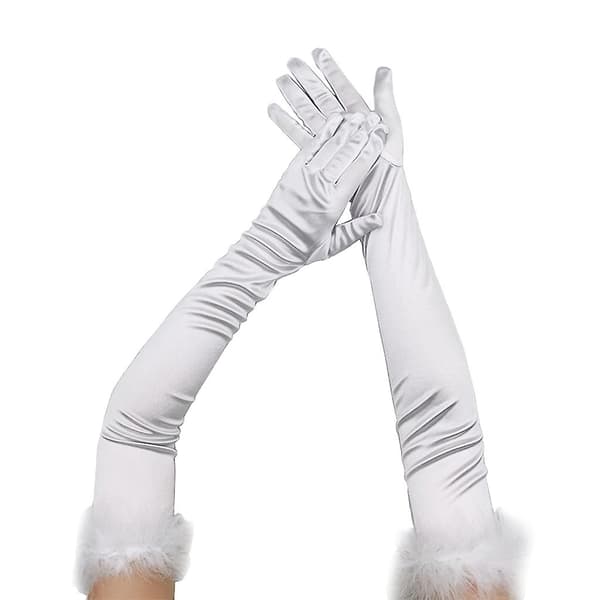 55cm Lange Flapper Aften Opera Satin Handsker Til Kvinder Albuelængde 1920'erne White