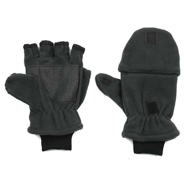 Lämpimät fleece-tekstiviestit Käännettävät huippuhanskat Valokuvaus Juoksukäyttöön Muunneltavat Sormikkaat Black