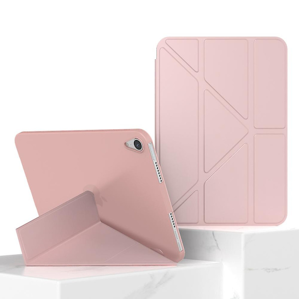 Magneettinen absorptio Origami Smart TPU + PU-nahkainen tablettikotelo iPad minille (2021) Rose Gold