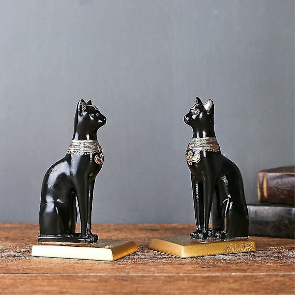 2 st Retro Resin Egyptisk Katt Bokstöd Studiorum Dekor