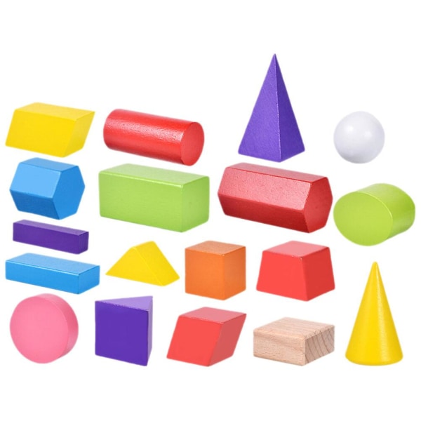 18 stk. Geometriske træblokke Geometriske figurer Blokke Form matchende legetøj