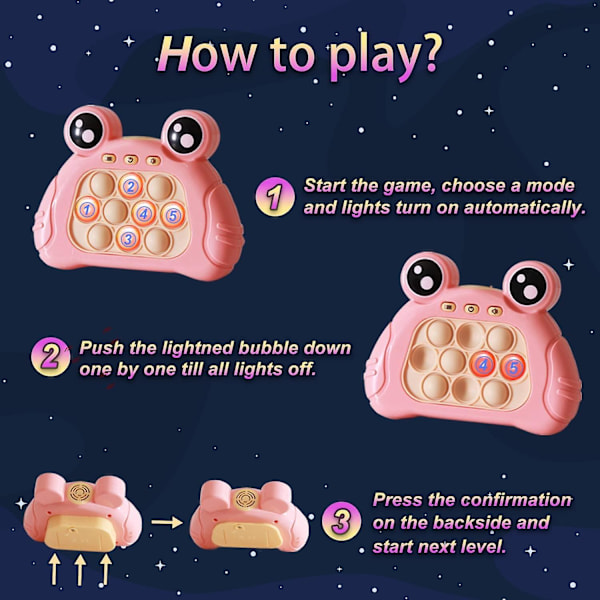 Elektroninen valaistu Pop Quick Push -pelikonsoli Fidget -lelut Poppet Sensory Toy Push Pop Bubble Toy Stress Relief Puzzle -peli lapselle Pink