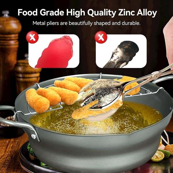 Metallkök Tång, Matlagningstång Grill Tång Buffé Servering Salladstång Socker Tång Guld Mat Tång För Servering Matlagning Buffé Sallad Isbit(2st