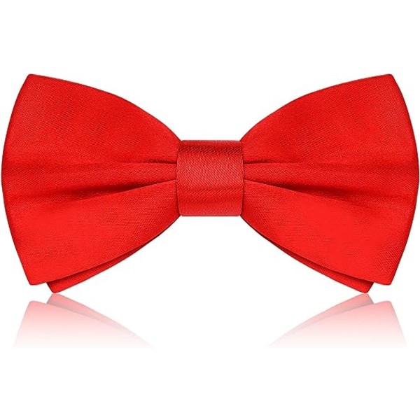 Forhåndsbundet sløyfe for menn, Tux-sløyfe Justerbar formell halssløyfe Satengsløyfe for festbryllup (rød)