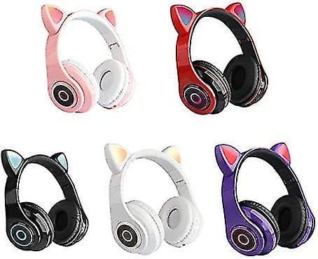 Søde Katteøre Trådløse Hovedtelefoner, Bluetooth 5.0 Over-Ear Hovedtelefoner Pink