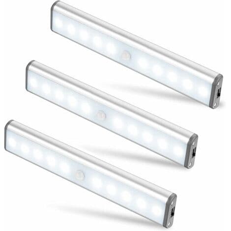 LED-lys, trådløst, USB genopladeligt, magnetisk, bevægelsessensor, 2 lystilstande, bærbart. Skabslys, bærbare nødbelysning (10 stk)