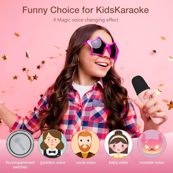 Karaoke-maskiner for barn, bærbare karaoke-maskiner for jenter med LED-festlys, jenteleker bursdagsgaver for barn i alderen 14-18 (rosa 2 mikrofoner) Pink 2 Mic