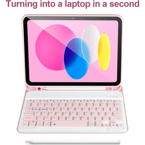 Franskt tangentbordsfodral för iPad 11:e/10:e generationen (A16 2025 11-tum/10:e generationen 2022 10,9-tum) - Rosa