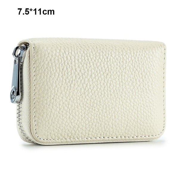 Herre Organ Zipper Card Bag i Kohud, Rfid Anti-tyveri Pensel Off-white